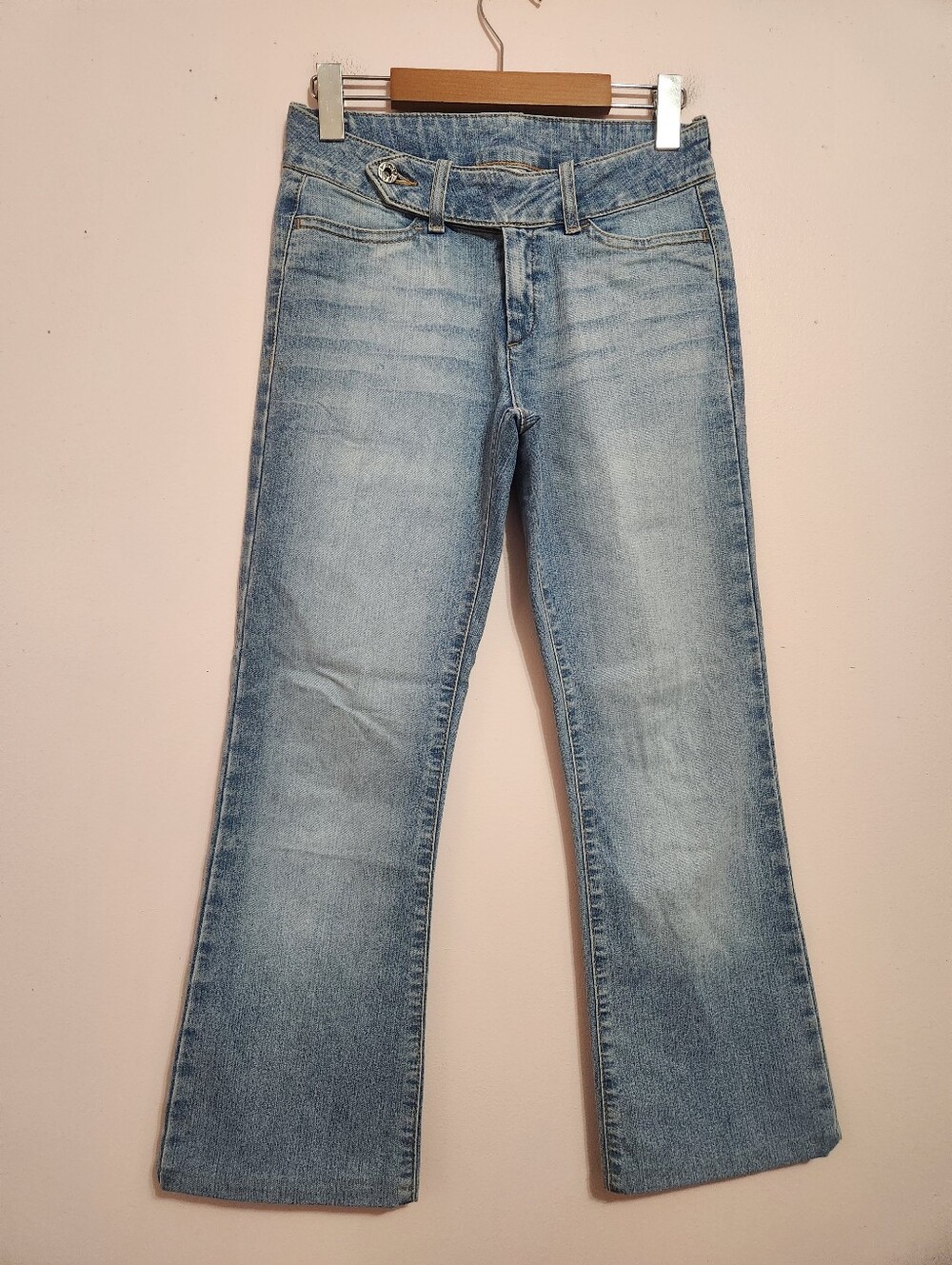 Vintage Mavi Elisa Y2K Low Rise Pocketless Flare Jeans Light Wash Denim Size 27